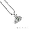 CUBIC ZIRCONIA STUDDED MONEY BAG BLING HIP-HOP PENDANT NECKLACE