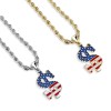 AMERICAN FLAG ON US DOLLAR HIP-HOP PENDANT NECKLACE