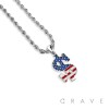 AMERICAN FLAG ON US DOLLAR HIP-HOP PENDANT NECKLACE