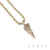 CUBIC ZIRCONIA STUDDED ICE CREAM BLING HIP-HOP PENDANT NECKLACE