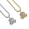 MICRO PAVED CUBIC ZIRCONIA STUDDED SKULL BLING HIP-HOP PENDANT NECKLACE