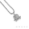 MICRO PAVED CUBIC ZIRCONIA STUDDED SKULL BLING HIP-HOP PENDANT NECKLACE
