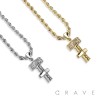 CUBIC ZIRCONIA STUDDED GOLD PLATED BOLT AND SCREW BLING HIP-HOP PENDANT NECKLACE