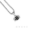 CUBIC ZIRCONIA STUDDED GOLD PLATED HOUSE BLING HIP-HOP PENDANT NECKLACE