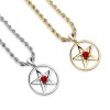 MEN'S PENDANT NECKLACE SILVER TONE PENTAGRAM PENTACLE STAR