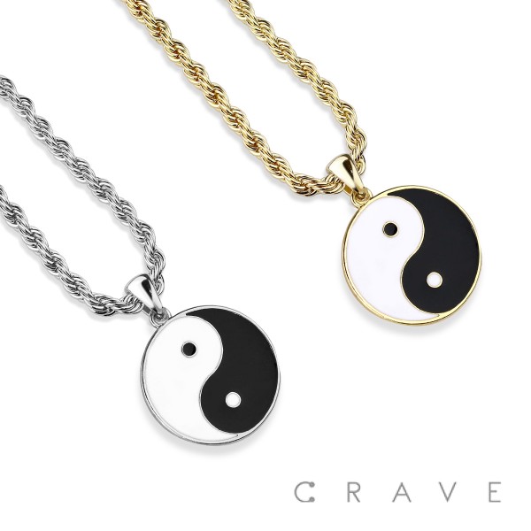 MATTE FINISHED YIN YANG PENDANT NECKLACE