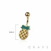316L SURGICAL STEEL CZ PINEAPPLE NON DANGLE BELLY BUTTON NAVEL RING 