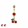 316L SURGICAL STEEL CZ CHERRY BELLY BUTTON NAVEL RING 