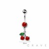 316L SURGICAL STEEL CZ CHERRY BELLY BUTTON NAVEL RING 