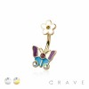 316L SURGICAL STEEL ENAMEL BUTTERFLY FLOWER BELLY BUTTON NAVEL RING 