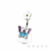 316L SURGICAL STEEL ENAMEL BUTTERFLY FLOWER BELLY BUTTON NAVEL RING 