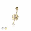 316L SURGICAL STEEL CZ FLOWER BELLY BUTTON NAVEL RING 