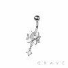 316L SURGICAL STEEL CZ FLOWER BELLY BUTTON NAVEL RING 