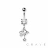 316L SURGICAL STEEL CZ PLANET STAR DANGLE BELLY BUTTON NAVEL RING 