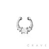 316L SURGICAL STEEL FAKE SEPTUM/HORSESHOE WITH CENTER SQUARE CZ
