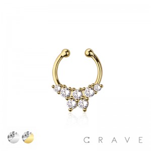 316L SURGICAL STEEL FAKE SEPTUM/HORSESHOE BUTTERLFY SHAPE MULTI CZ