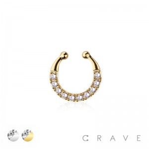 316L SURGICAL STEEL FAKE SEPTUM/HORSESHOE MULTI CZ LINE