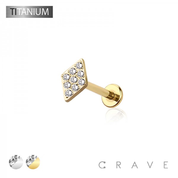 IMPLANT GRADE TITANIUM THREADLESS (PUSH IN) CZ DIAMOND RHOMBUS LABRET SET