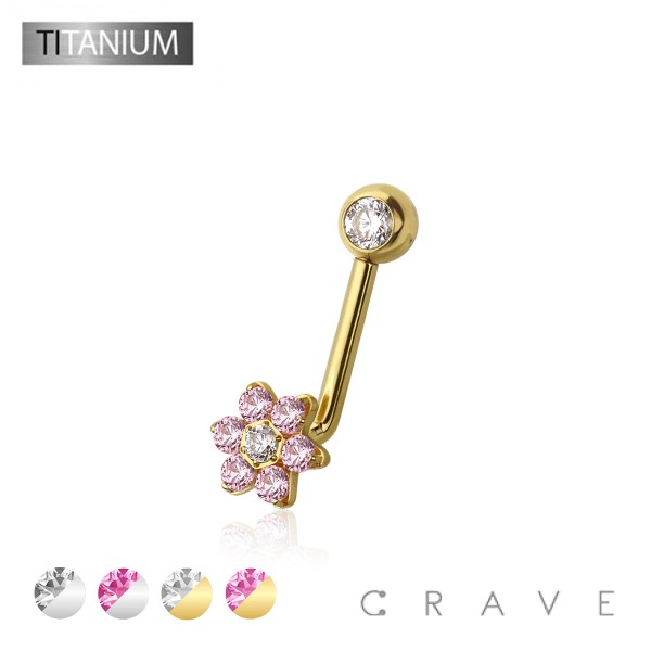  INTERNALLY THREADED IMPLANT GRADE TITANIUM CZ FLOWER VCH BARBELL CHRISTINA