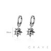 PAIR OF 316L STAINLESS STEEL HUGGIE/HOOP EARRINGS WITH ASYMMETRIC METEOR HAMMER SPIKE DANGLE