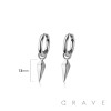 PAIR OF 316L STAINLESS STEEL HUGGIE/HOOP EARRINGS WITH CONE SPIKE DANGLE