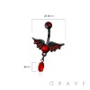 316L SURGICAL STEEL RED GEM WINGS  BELLY BUTTON NAVEL RING 