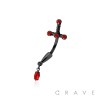 316L SURGICAL STEEL RED GEM DAGGER DANGLE MARQUISE BELLY BUTTON NAVEL RING 