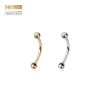 14K GOLD INTERNALLY THREADED CURVED BARBELL/EYEBROW WITH PRESS FIT GEM