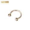 14K GOLD INTERNALLY THREADED HORSESHOE WITH PRESS FIT GEM