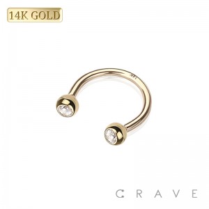 14Kt GOLD INTERNALLY THREADED HORSESHOE WITH PRESS FIT GEM