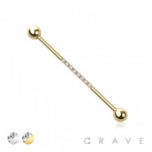 8 CZ STONES CENTER 316L INDUSTRIAL BARBELL