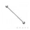 6 CZ STONES CENTER 316L SURGICAL STEEL INDUSTRIAL BARBELL