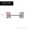 316L SURGICAL STEEL CZ HEART RIBBON NIPPLE RING