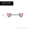 316L SURGICAL STEEL CZ CAT HEART NIPPLE RING