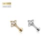 14K GOLD THREADLESS (PUSH IN) SOLITAIRE GEM FLOWER THREADLESS TOP LABRET SET