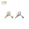 14K GOLD THREADLESS (PUSH IN) TULIP GEM CZ SET LABRET SET 