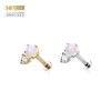 14K GOLD THREADLESS (PUSH IN) STACKED 2-GEM PRONG SET END LABRET SET