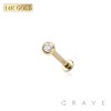 14K GOLD INTERNALLY THREADED LABRET STUD WITH PRESS FIT GEM SET