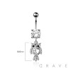 316L SURGICAL STEEL MULTI CZ OWL DANGLE BELLY BUTTON NAVEL RING 
