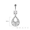 316L SURGICAL STEEL MULTI CZ PEAR SHAPE FLOWERS DANGLE BELLY BUTTON NAVEL RING 