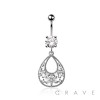 316L SURGICAL STEEL MULTI CZ PEAR SHAPE FLOWERS DANGLE BELLY BUTTON NAVEL RING 