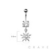 316L SURGICAL STEEL MULTI CZ STAR SUN BURST DANGLE BELLY BUTTON NAVEL RING 