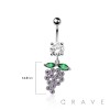 316L SURGICAL STEEL MULTI CZ GRAPE DANGLE BELLY BUTTON NAVEL RING 