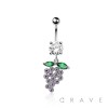 316L SURGICAL STEEL MULTI CZ GRAPE DANGLE BELLY BUTTON NAVEL RING 