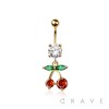 316L SURGICAL STEEL MULTI CZ CHERRY DANGLE BELLY BUTTON NAVEL RING 