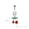 316L SURGICAL STEEL MULTI CZ CHERRY DANGLE BELLY BUTTON NAVEL RING 