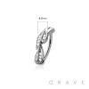 316L SURGICAL STEEL RAIL CLICKER BELLY RING CZ FEATHER DESIGN