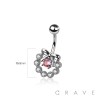 316L SURGICAL STEEL MULTI CZ CHAIN RIBBON NON DANGLE BELLY BUTTON NAVEL RING 