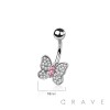 316L SURGICAL STEEL MULTI CZ BUTTERFLY NON DANGLE BELLY BUTTON NAVEL RING 