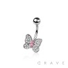 316L SURGICAL STEEL MULTI CZ BUTTERFLY BELLY BUTTON NAVEL RING 